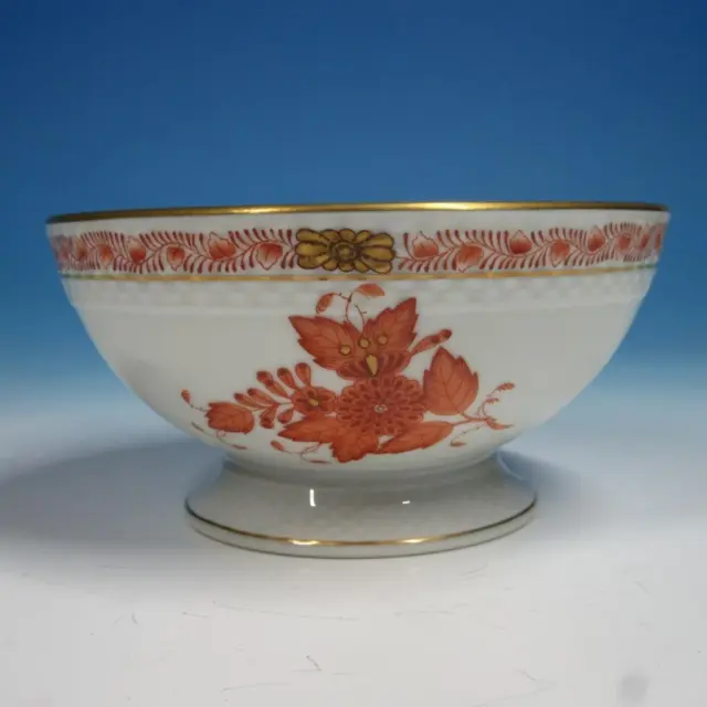 Herend Hungary China Chinese Bouquet Rust - Footed Cranberry Bowl - 5 inches