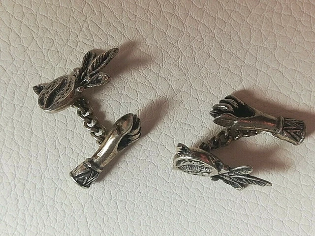 Boutons De Manchette Anciens En Argent - Style Brésilien - Occasion Vintage