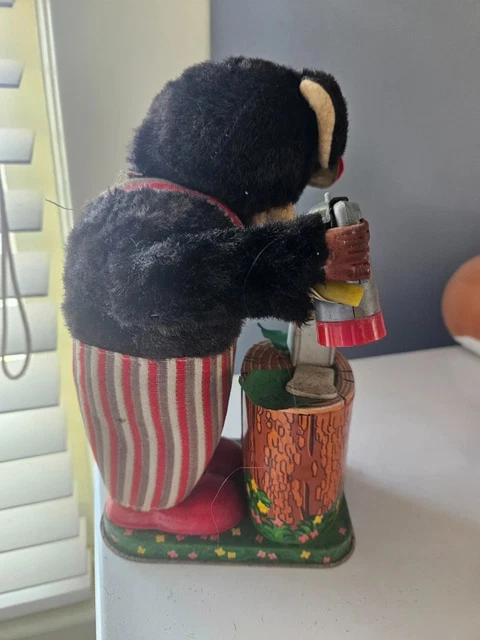 1950'S JAPAN MAXWELL Coffee Loving Bear Battery Operated -Box