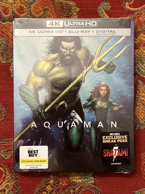 Aquaman (SteelBook Includes Digital Copy/ 4K UHD/Blu-Ray) Best Buy Exclusive NEW