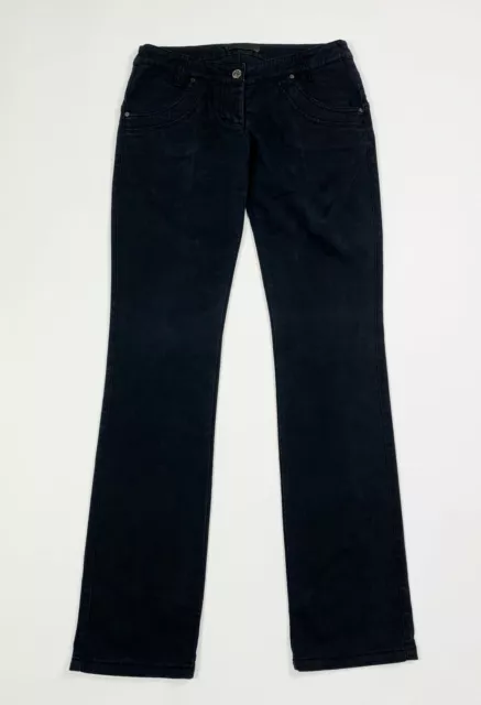 Loops jeans donna usato denim gamba dritta W28 tg 42 nero pantalone woman T7379