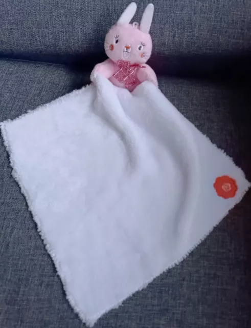 Doudou Soft🐰🌟 Lapin TRÈS DOUX 🥰 Rabbit Rose Mouchoir Blanc