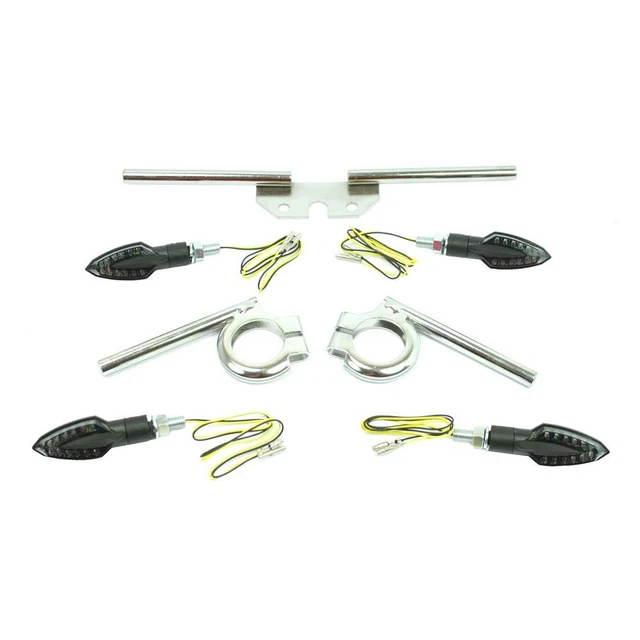 4 Miniblinker + Halter LED 12V mit M8 Gewinde chrom pas. f. Simson S51 S50 S70 S