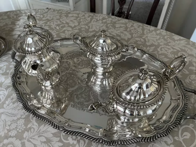 Sterling silver tea set with tray