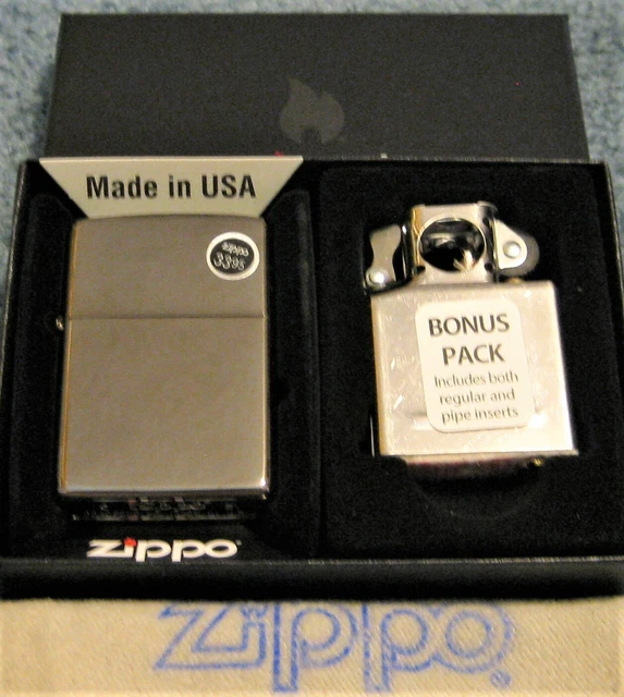ZIPPO GIFT SET Lighter & Pipe Insert COMBO 29789 BLACK ICE FINISH New