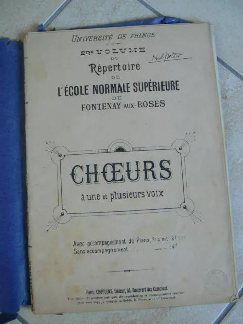 REPERTOIRE ECOLE NORMALE SUPERIEURE CHOEURS à UNE et PLUSIEURS VOIX 2e Volume