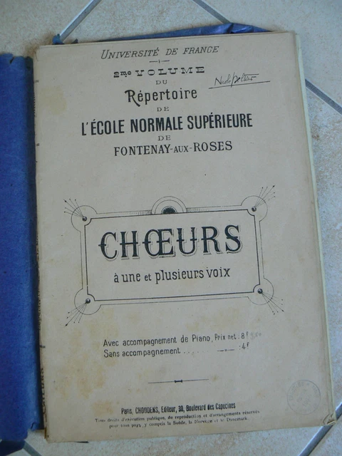 REPERTOIRE ECOLE NORMALE SUPERIEURE CHOEURS à UNE et PLUSIEURS VOIX 2e Volume