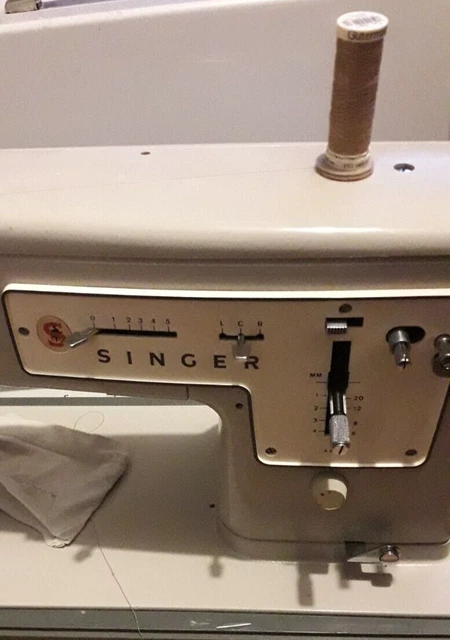 Vintage Electric Singer Sewing Machine, Zig Zag Model with Pedal and Carry Case.