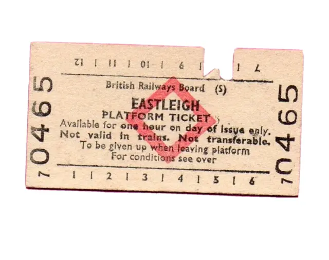 BRB (S) railway platform ticket - EASTLEIGH. Red diamond Edmondson card