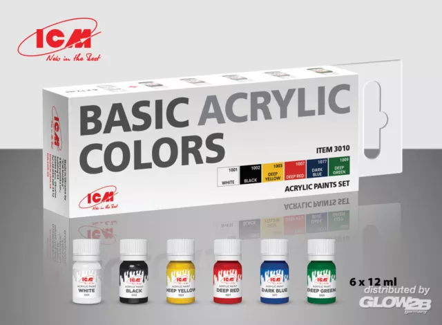 ICM: Acrylic paint set Basic acrylic colors 6 x12 ml [3303010]