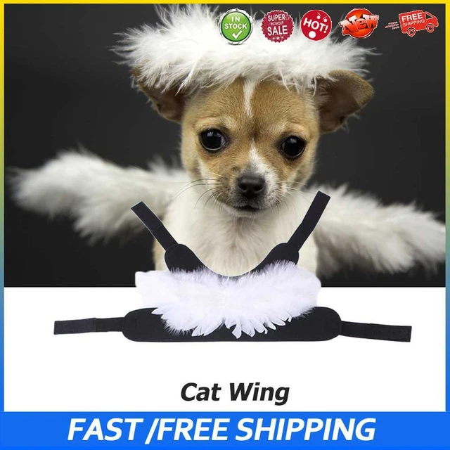 #B Halloween Alas de Pluma de Mascota Ligero Ángel Demonio para Cachorro Gatito (Blanco S)