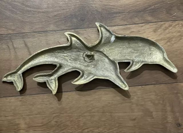 Vintage Brass Dolphin Wall Hanging 2