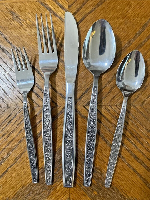 GRANADA ROSE Stainless Knives Spoons Forks Japan 1 Place Setting 5 Pcs