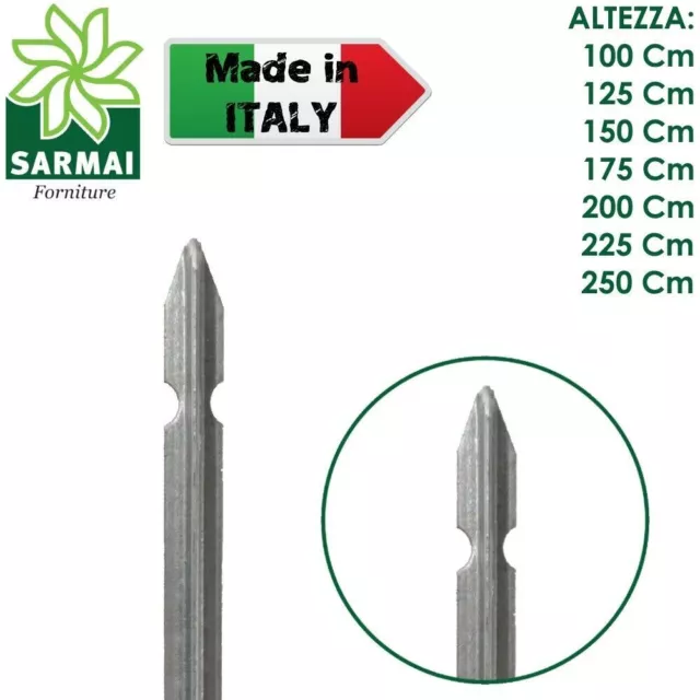 1 Pz Palo Paletto In Ferro A T Zincato In Zinco Per Rete Recinzione Metallica