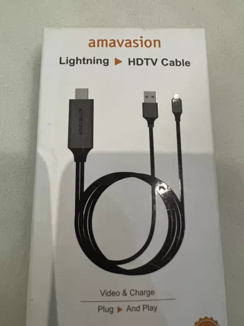 Lightning HDTV Cable Video & Charge Plug & Play 2m For iPhone 1080p Black, UK