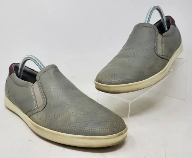 Ecco Gray Womens Slip-On Perforated Leather Shoes Women US 10 Eu 41