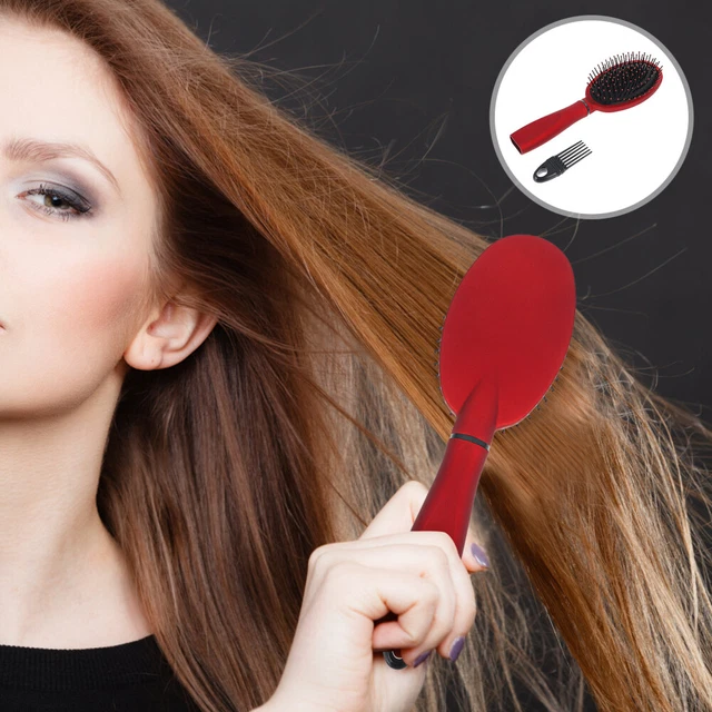 Peine caja de almacenamiento secador de pelo peine cepillo seguro para el cabello recipiente de almacenamiento plástico rojo