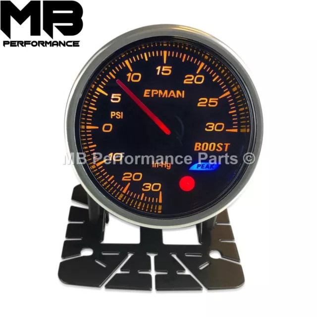 52mm Smoked Lens Stepper Motor Peak Warning Turbo Boost Gauge PSI - Amber