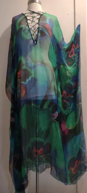 La Perla sheer silk chiffon tie dye caftan dress cover up M