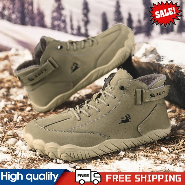 MEN SNOW BOOTS with Hook And Loop Closure Hiking Shoes HighTop Shoes