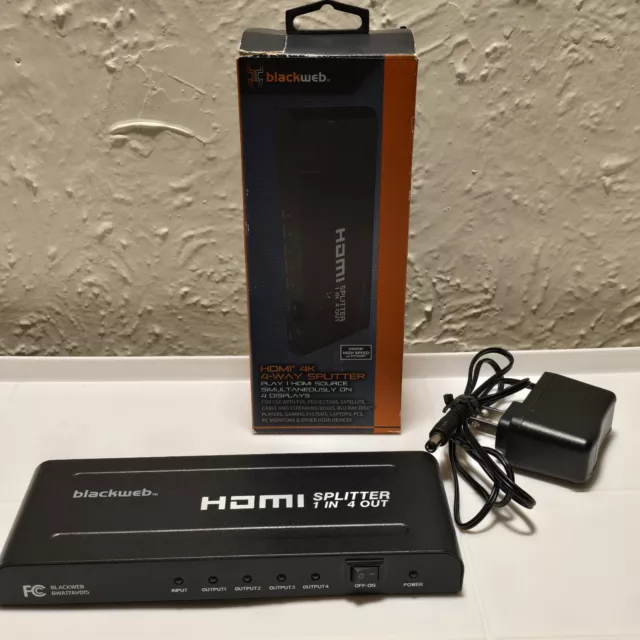 HDMI 4k High Speed 4-Way Splitter Blackweb Electronics