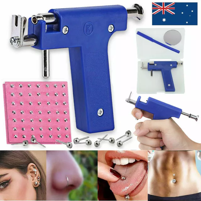 Pro Steel Ear Nose Navel Body Piercing Gun Kit Tool Set with Pack Of 72Pcs Studs