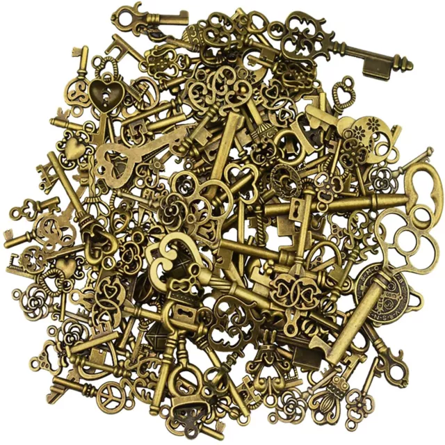 125Pcs/lot Vintage Style Antique Skeleton Furniture Cabinet Old Lock Keys Jewels