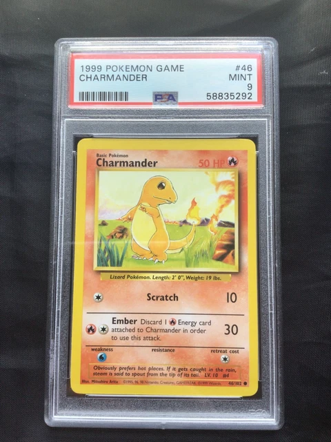 Pokemon Cards: Base Set Common: Charmander 46/102 PSA 9