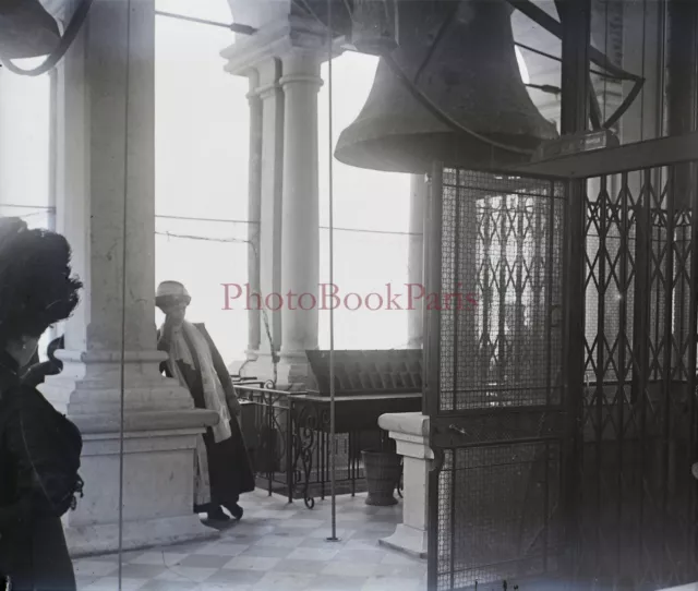 Italien Venedig Campanile Von Wohl Markusplatz c1900 Foto Negative Stereo Platte
