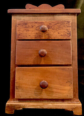 1915 Signed Antique Primitive Americana 3 Drawer Spice Cabinet/Box/Cupboard