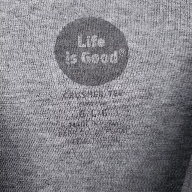 Life Is Good T-Shirt Men L Large Gray Happy Hour Classic Fit Crusher Tee Camping 3