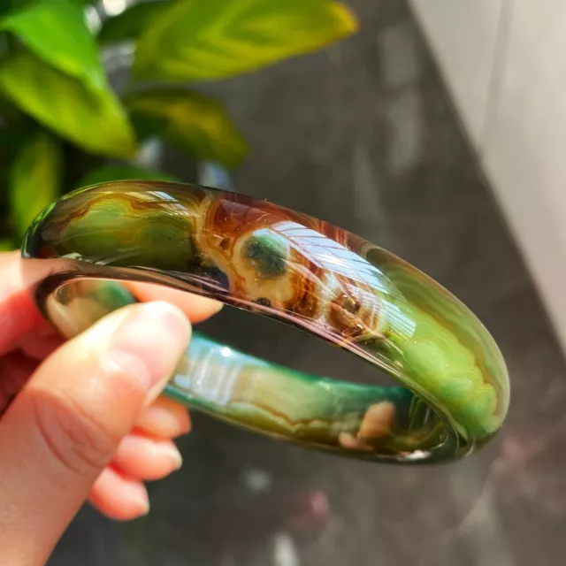 Natural Green Agate Crystal Bangle Inside Diameter 61.6mm