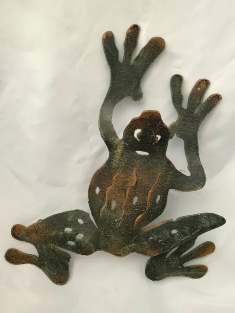 Green Cast Metal 10X12.5" Frog Figurine