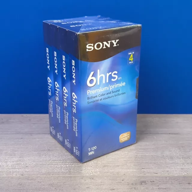 SONY 4 PACK VCR VHS Tapes T-120VL Premium Grade High Durability 6 hr ...