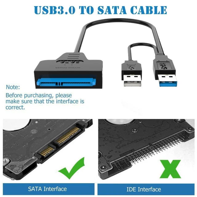 USB TO SATA Adapter Cable Data Converter 3.0 to 2.5''/3.5'' US SSD AU