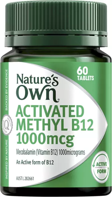 Nature's Own Activated Methyl B12 1000mcg 60 Tablets Vitamin B12 Vegan Natures