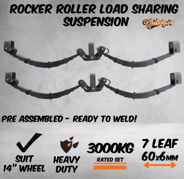 7 Leaf 3000Kg Rocker Roller Tandem Trailer Spring Set Caravan Horse Float 60x6mm