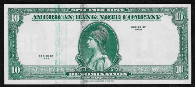 1929 10 Units American Bank Note Co. (USA) "Test Note Specimen" "Crisp Gem New"