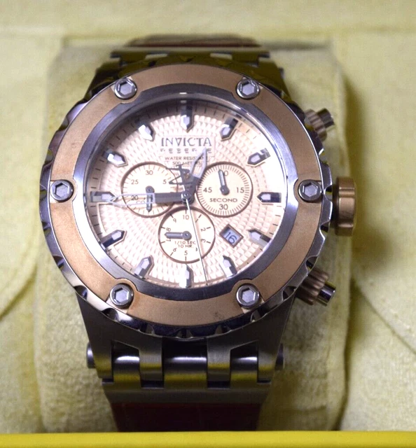 Invicta-Reserve-Wristwatch-Watch-10084-Subaqua-Steel-Chronograph-Leather Band