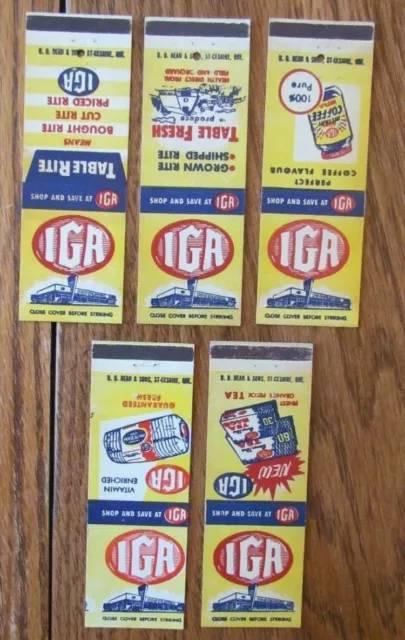 Iga Supermarkets Matchbook Covers: Lot Of 5 Empty Matchcovers (Quebec) -D9