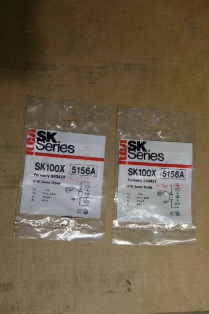 Lot of 2 - RCA SK Series SK100X Formerly SK 3422 5-W Zener Diode