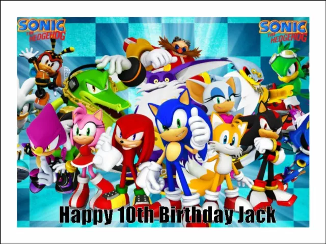 SONIC THE HEDGEHOG Edible Icing Image Cake Topper Birthday Decorations #1