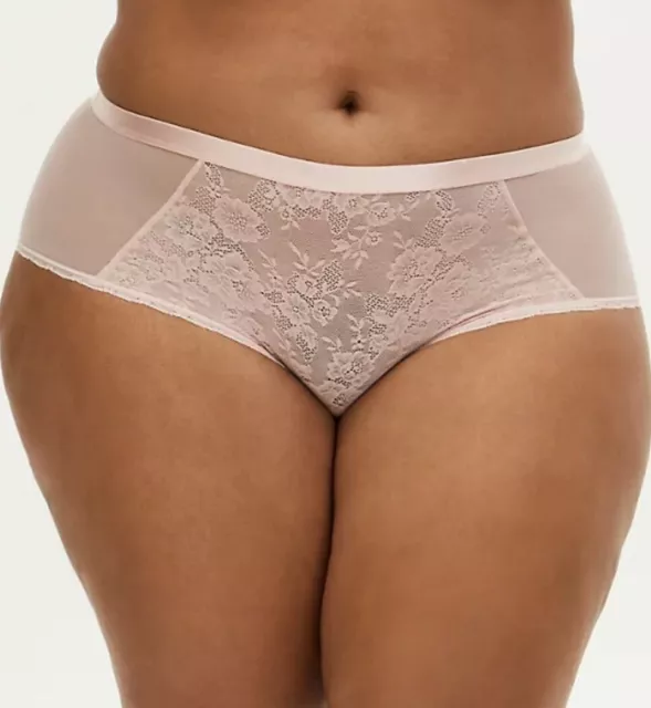 Torrid Curve NWT Womens Plus Size 0 (L/12) Light Pink Lace Keyhole Cheeky Panty