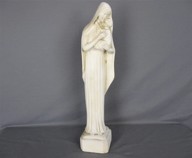 L ART DECO Virgin Mary Madonna Infant Child Plaster Statue tenderness ...
