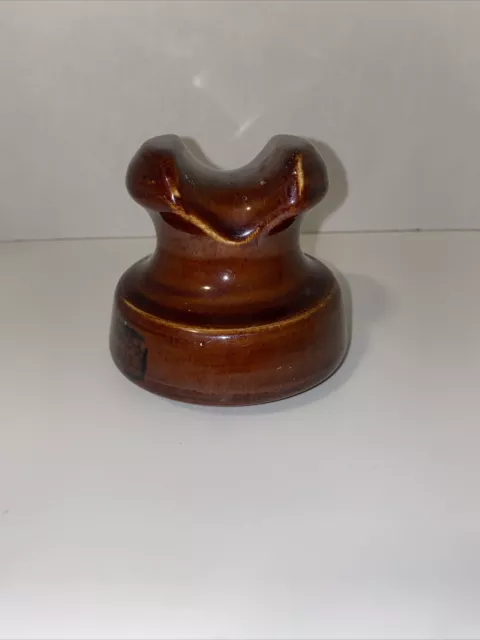Vintage Pinco-2 223 High Voltage Insulator Electric Brown Ceramic Porcelain
