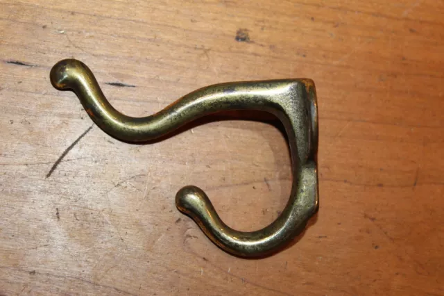 Antique Vintage Coat Hat Closet Brass Plate on Cast Iron Hook O-47