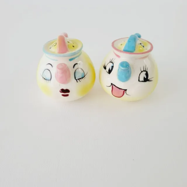 Enesco Anthropomorphic Salt Pepper Shakers Japan 1950s Vintage Kitschy Gift