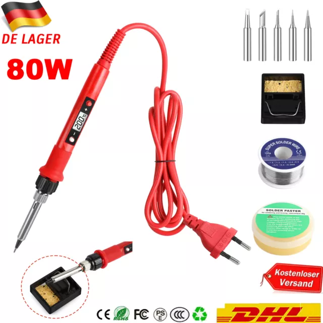 80W Lötkolben Set Lötset Lötstation Temperatur Einstellbar Soldering Iron Wire