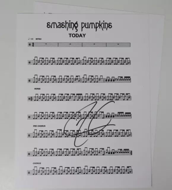Jimmy Chamberlain SMASHING PUMPKINS Signed Auto "Today" Drum Sheet Music JSA