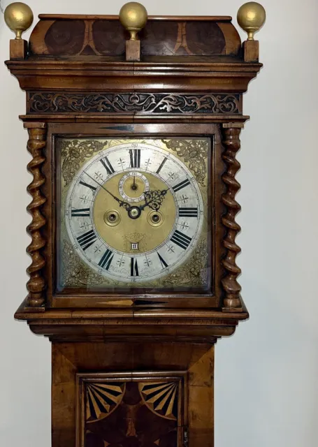 17th Century Walnut Parquetry Oyster Veneered Longcase Clock Jacobus Markwick
